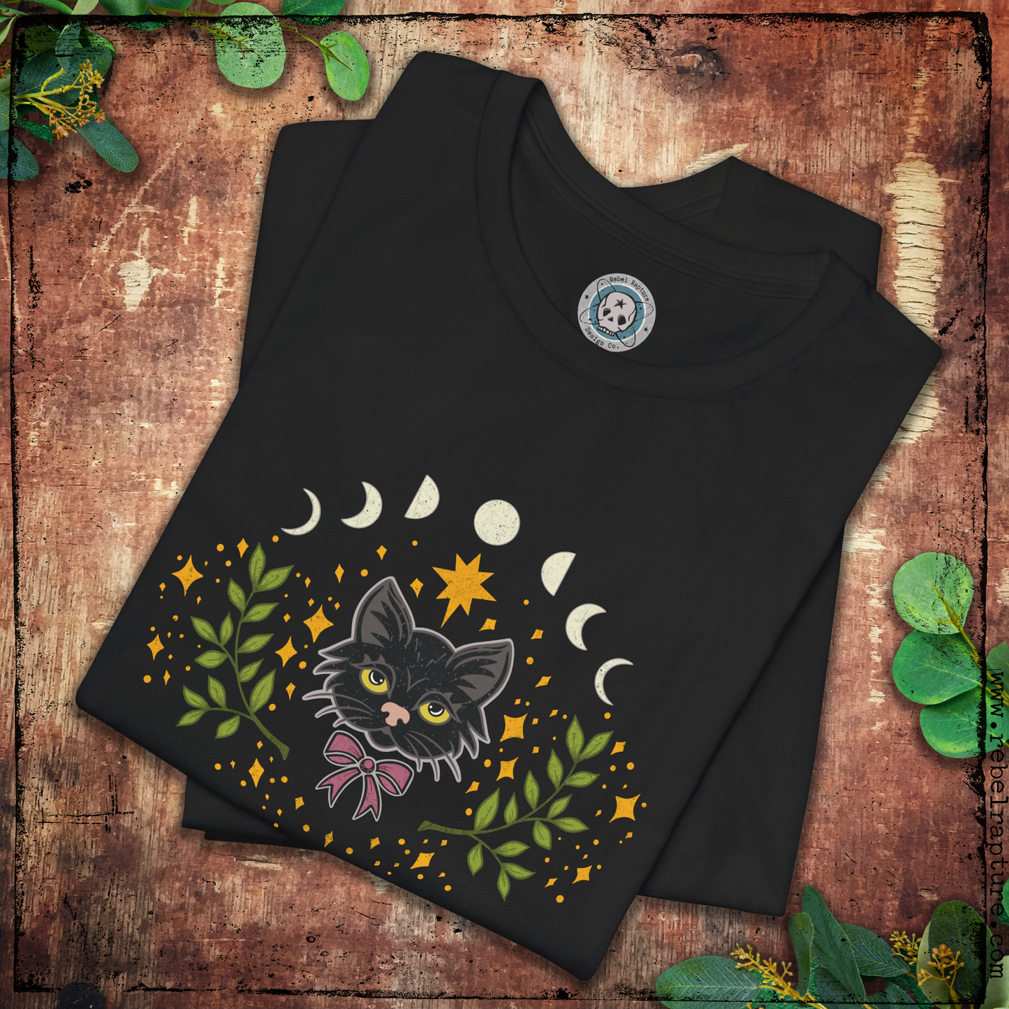 Celestial Cat. Moons and Stars. Unisex T-Shirt