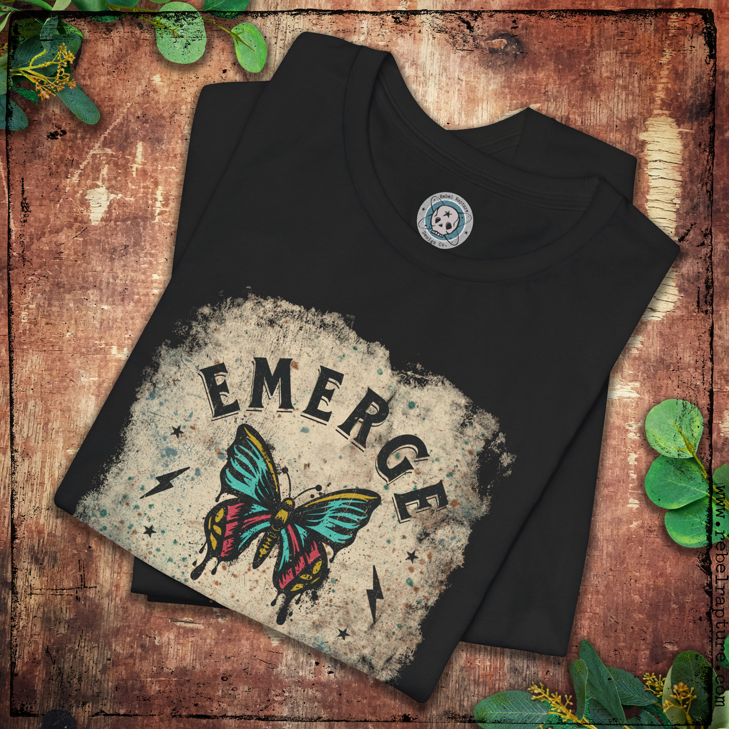 Emerge Brighter. Butterfly Design. Unisex T-Shirt