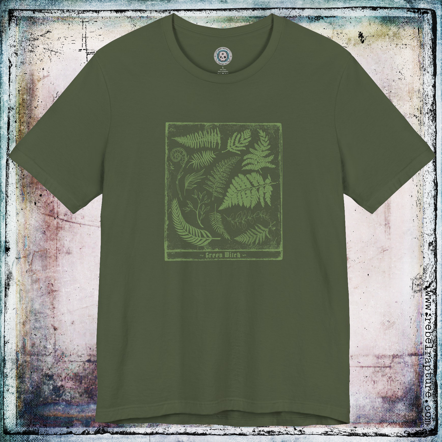 Green Witch. Grungy Ferns and Foliage. Unisex T-Shirt