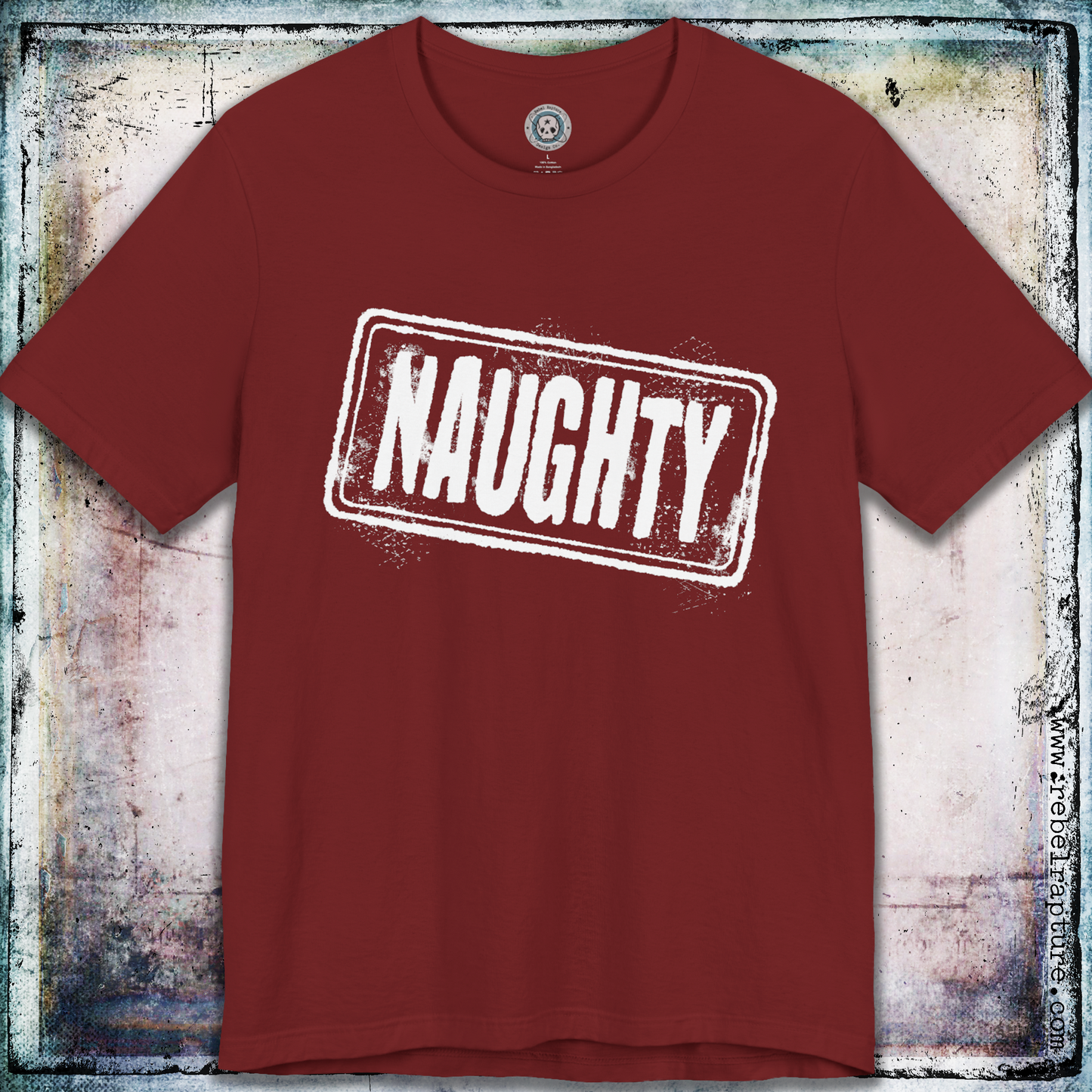 Christmas T Shirt. Naughty List Stamp.