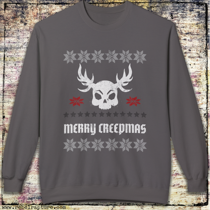 Christmas Sweatshirt. Merry Creepmas Fair Isle Skull.