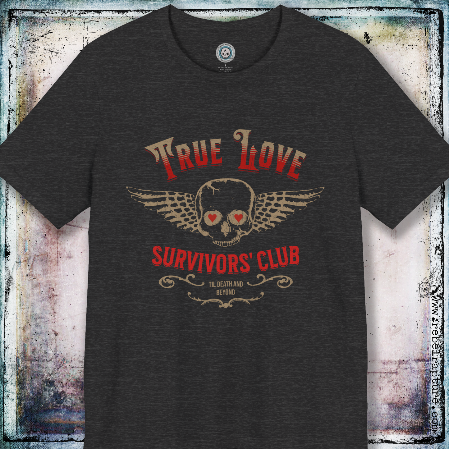 True Love Survivors' Club. Skull and Angel Wings Alternative Valentine's Unisex Tee